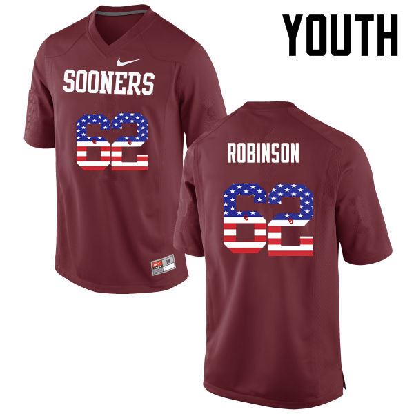 Youth Oklahoma Sooners #62 Tyrese Robinson College Football USA Flag Fashion Jerseys-Crimson